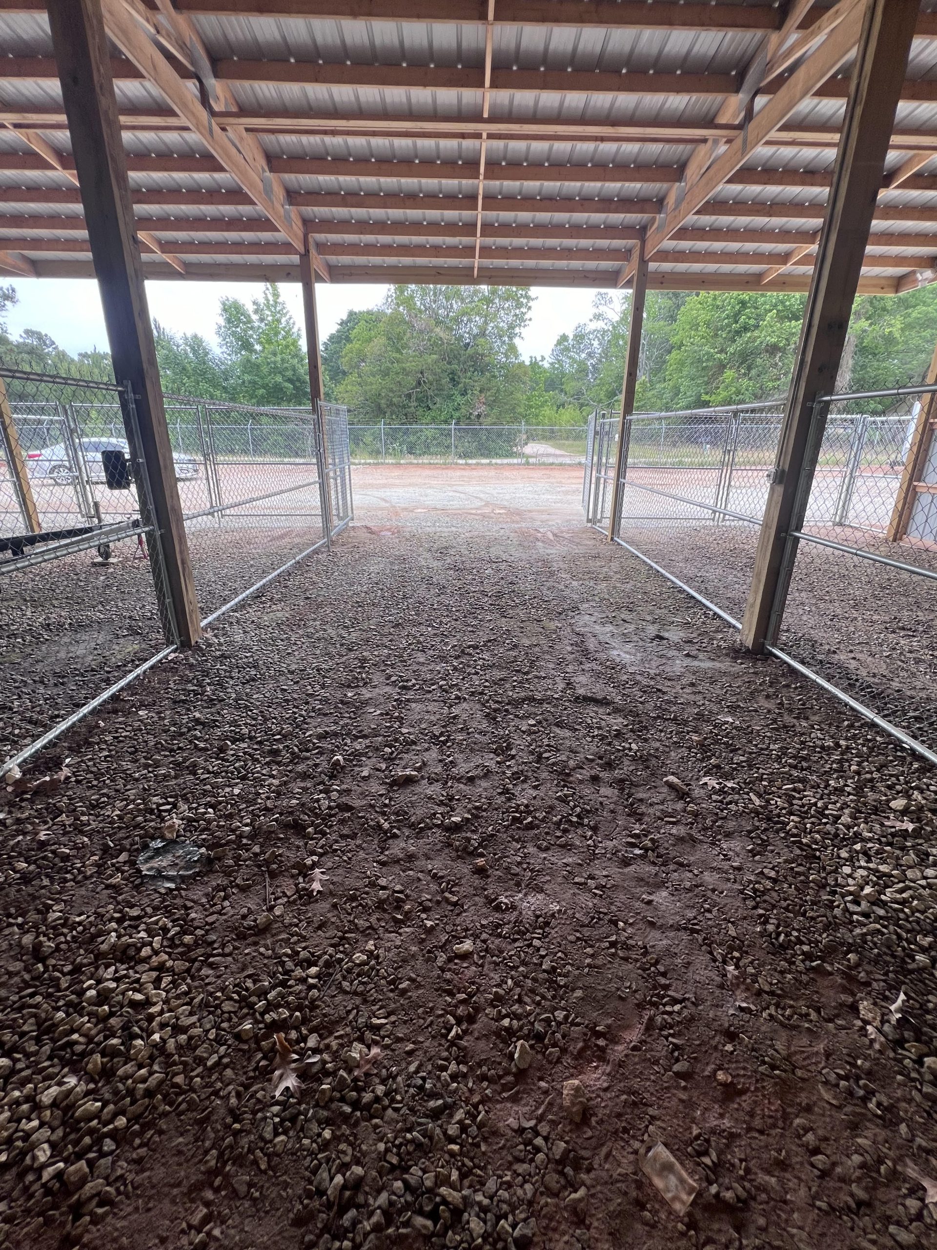 Interior view of covered boat storage unit showing protection from elements
