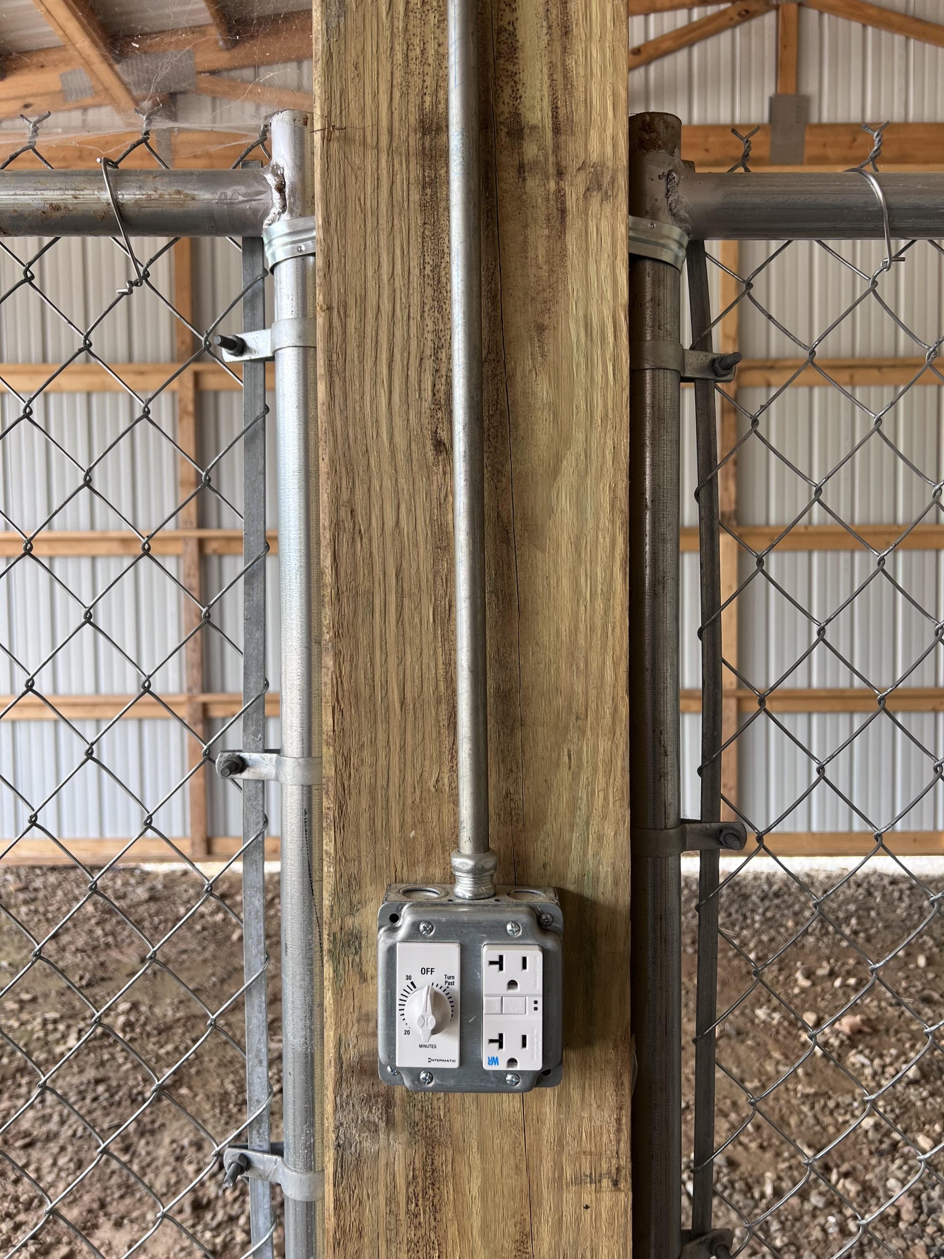 Power connections available at covered boat storage units